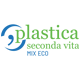 Logo von Vileda mit einer stilisierten grünen Elefantensilhouette vor einem Hintergrund aus recyceltem Plastik.